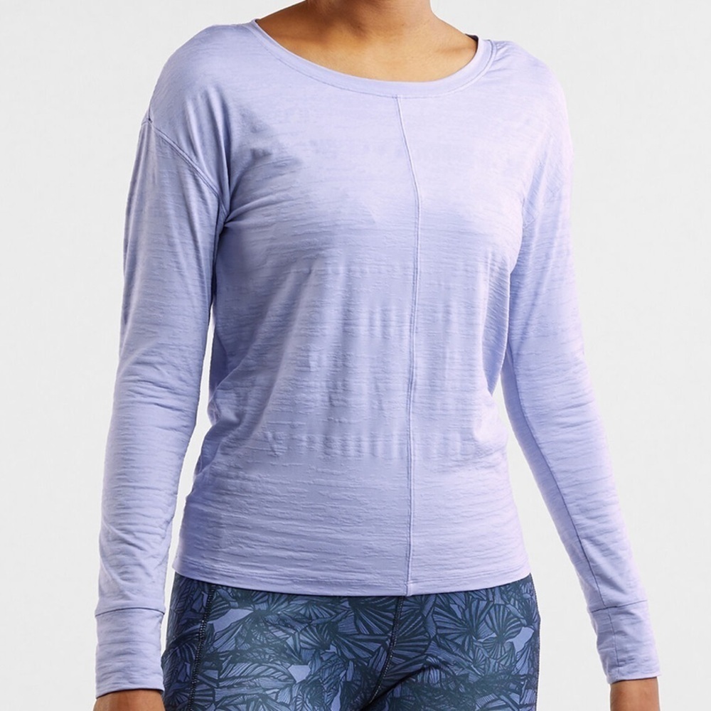 Title Nine Phoenix Pleat Back Long Sleeve Top Seafoam Green Women M Yoga Active